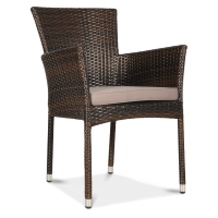 LERIDA Hnedé kreslo Technorattan + vankúš