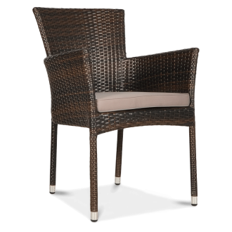 LERIDA Hnedé kreslo Technorattan + vankúš