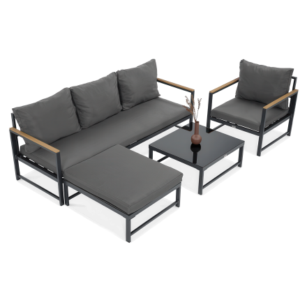 Záhradný kútik ORLANDO + tmavosivé kreslo - FOCUS GARDEN