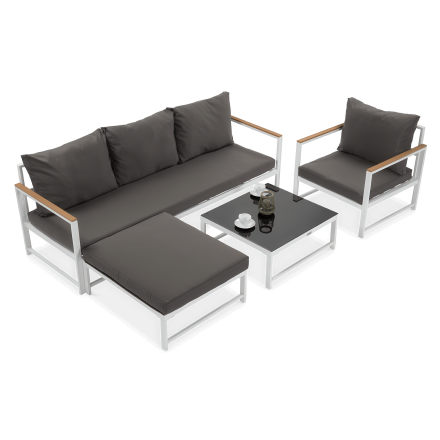 Záhradný roh Orlando + kreslo biele - FOCUS GARDEN