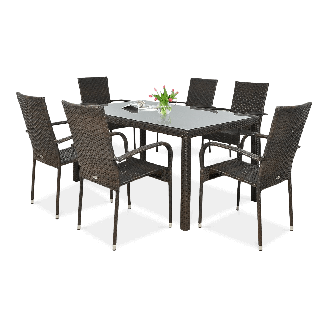 Technorattan nábytok FIESTA/VENECJA 6+1 Brown