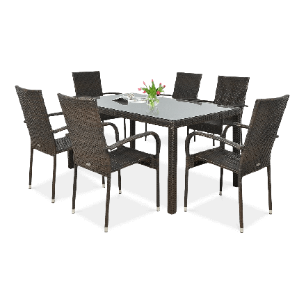 Technorattan nábytok FIESTA/VENECJA 6+1 Brown