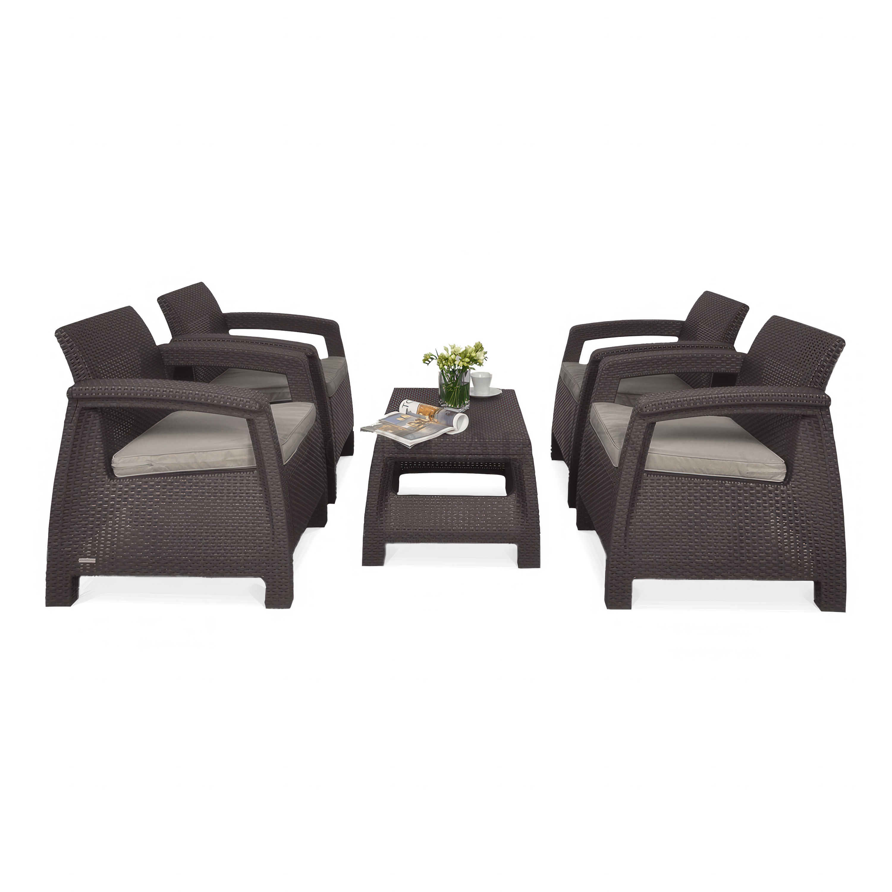 CORFU QUATTRO Hnedá záhradná súprava