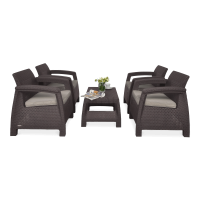 CORFU QUATTRO Hnedá záhradná súprava