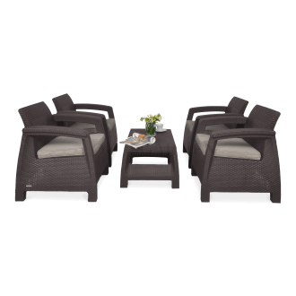 CORFU QUATTRO Hnedá záhradná súprava