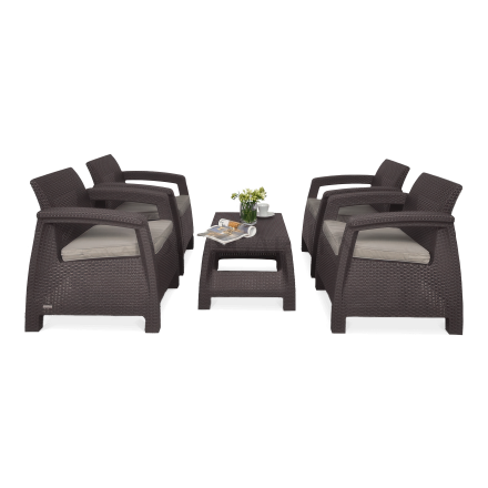 CORFU QUATTRO Hnedá záhradná súprava