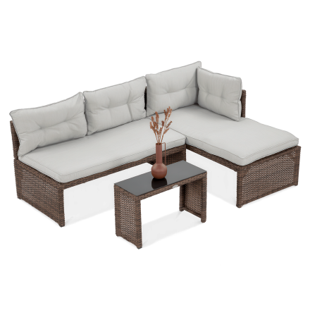 Technorattan rohová pohovka CANVAS Brown