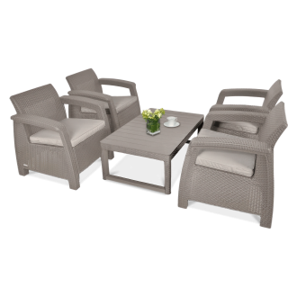 Záhradný set CORFU QUATTRO/LYON Cappuccino