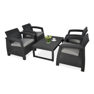 Záhradný set CORFU QUATTRO/LYON Graphite