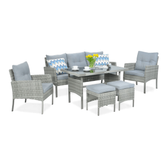 Technorattanová súprava CORTINA + Dolphin Grey PUFY