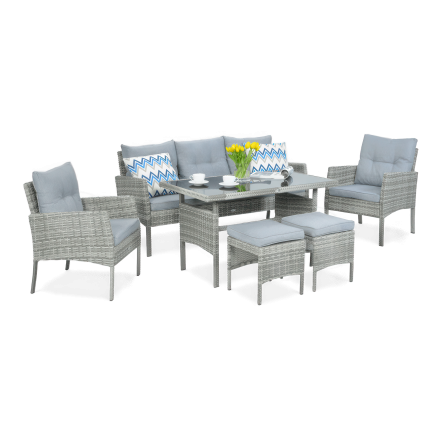 Technorattanová súprava CORTINA + Dolphin Grey PUFY