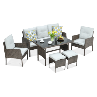 Technorattanová súprava CORTINA + PUFY Brown