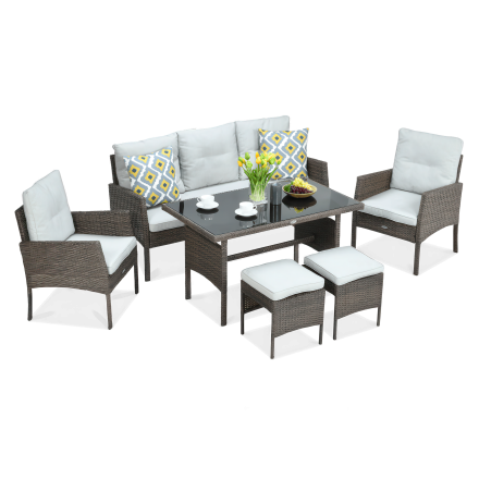 Technorattanová súprava CORTINA + PUFY Brown