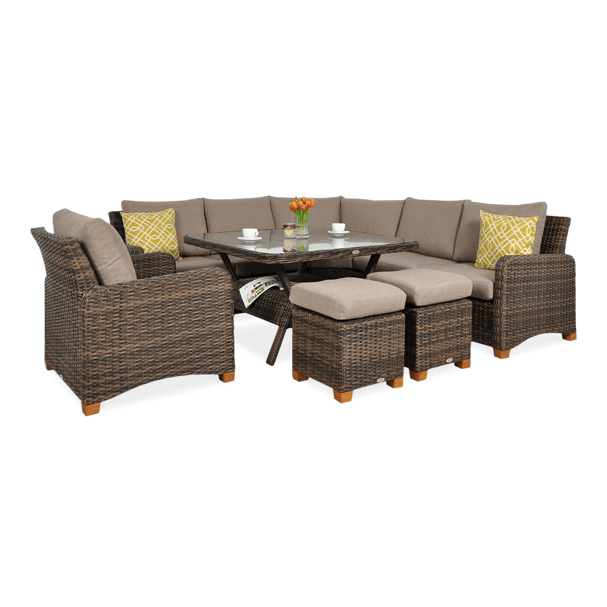 Technorattan rohová pohovka TOLEDO DINING Brown