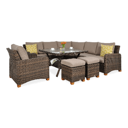 Technorattan rohová pohovka TOLEDO DINING Brown