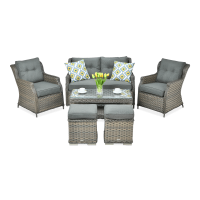 Technorattan nábytok TRIVENTO 2 + PUFY Melange