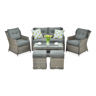 Technorattan nábytok TRIVENTO 2 + PUFY Melange