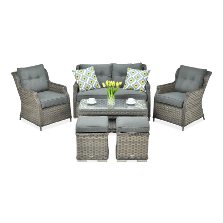 Technorattan nábytok TRIVENTO 2 + PUFY Melange