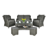 Technorattan nábytok TRIVENTO 2 + PUFY Dark Grey