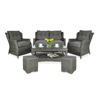 Technorattan nábytok TRIVENTO 2 + PUFY Dark Grey