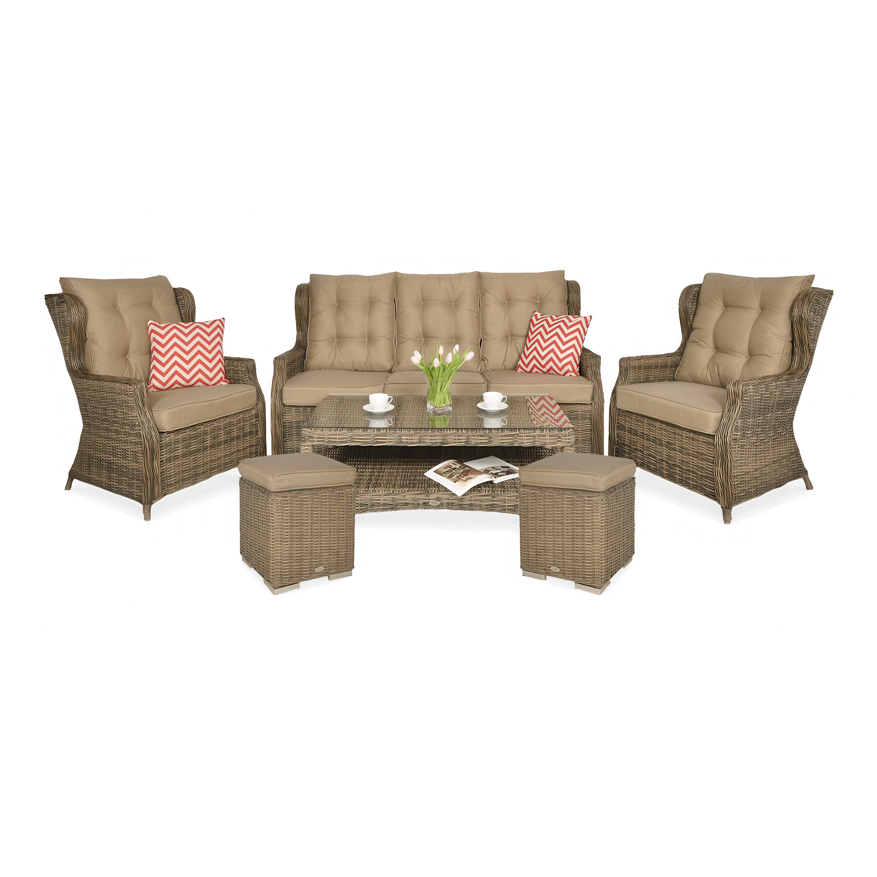 Technorattan set TRIVENTO 3 + PUFY Brown