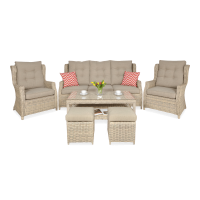 Technorattanová súprava TRIVENTO 3 + PUFY Béžová