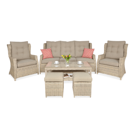 Technorattanová súprava TRIVENTO 3 + PUFY Béžová