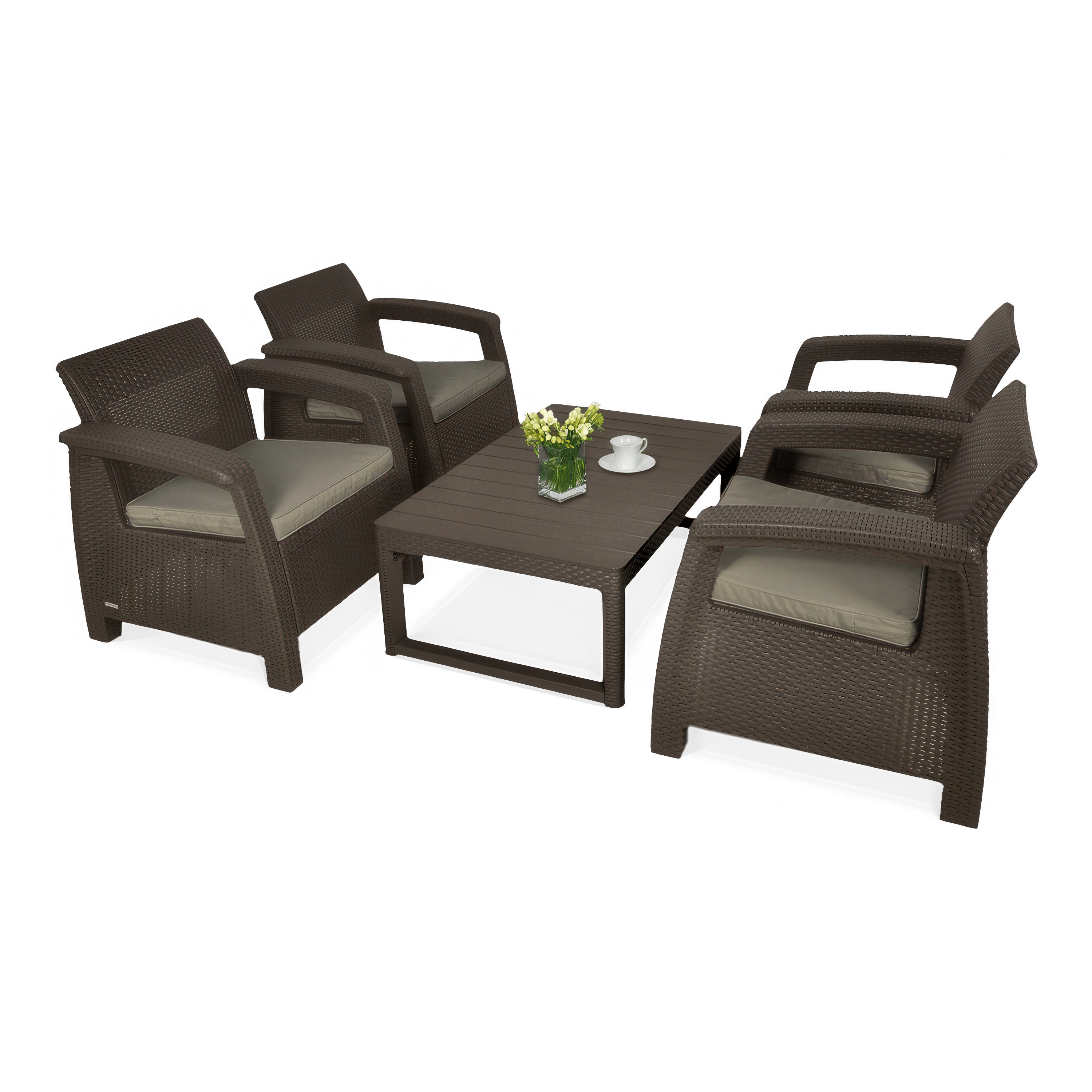 CORFU QUATTRO/LYON Hnedý záhradný set