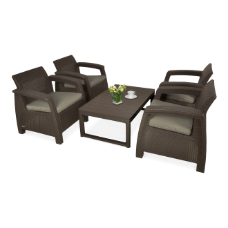 CORFU QUATTRO/LYON Hnedý záhradný set