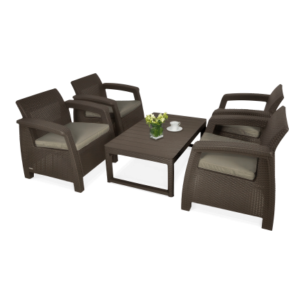 CORFU QUATTRO/LYON Hnedý záhradný set