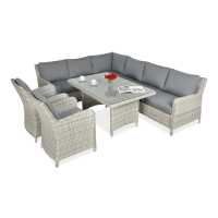 Technorattanová rohová pohovka MARYLAND biela sivá