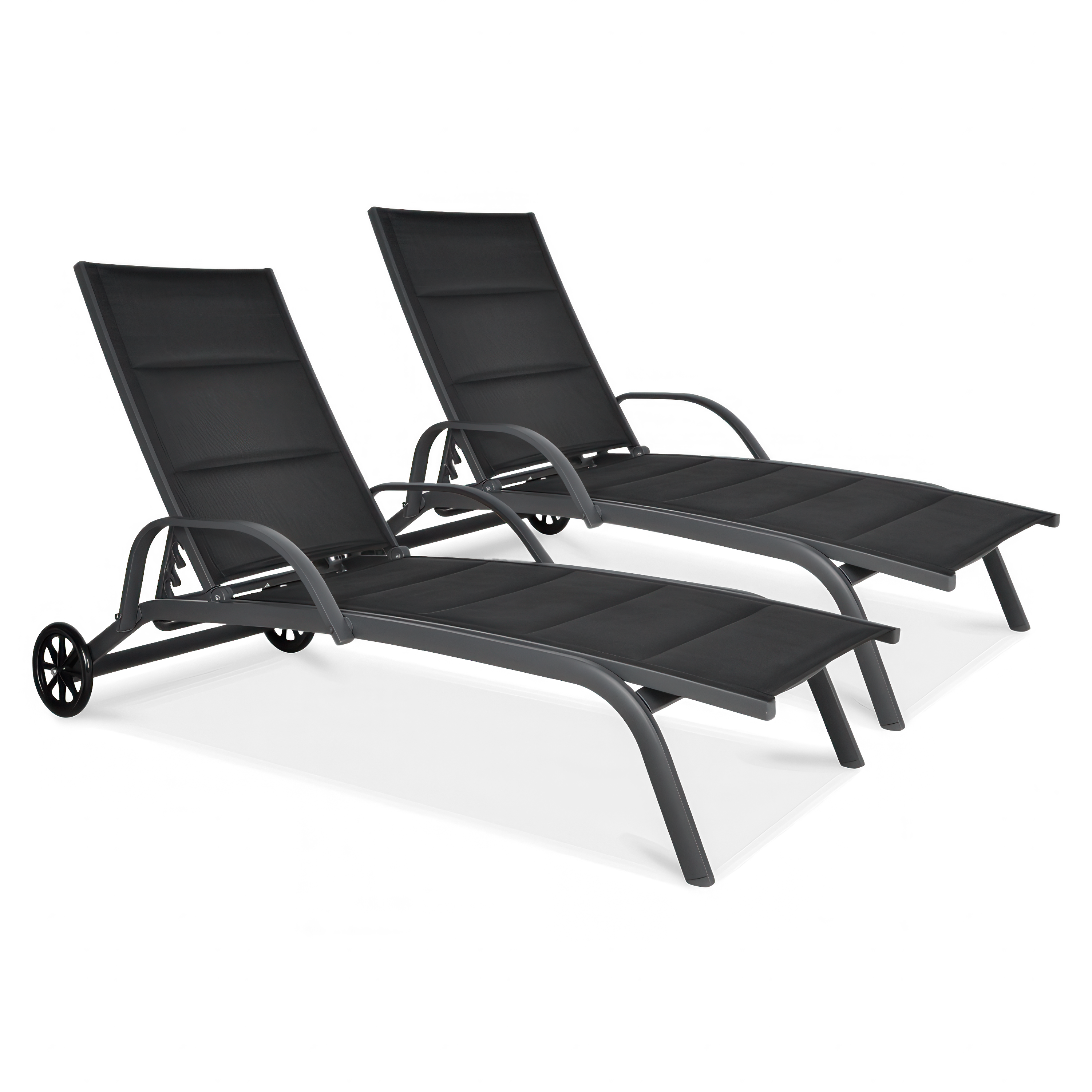 2x záhradné hliníkové ležadlo MAJORKA Black