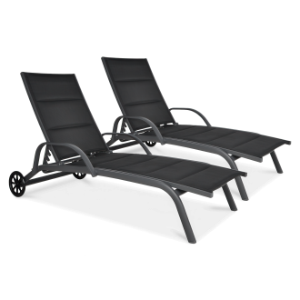 2x záhradné hliníkové ležadlo MAJORKA Black