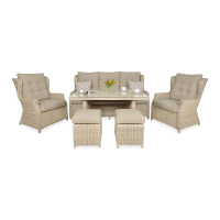 Technorattan nábytok TRIVENTO DINING 3 + PUFY Béžová