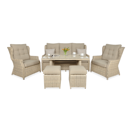 Technorattan nábytok TRIVENTO DINING 3 + PUFY Béžová