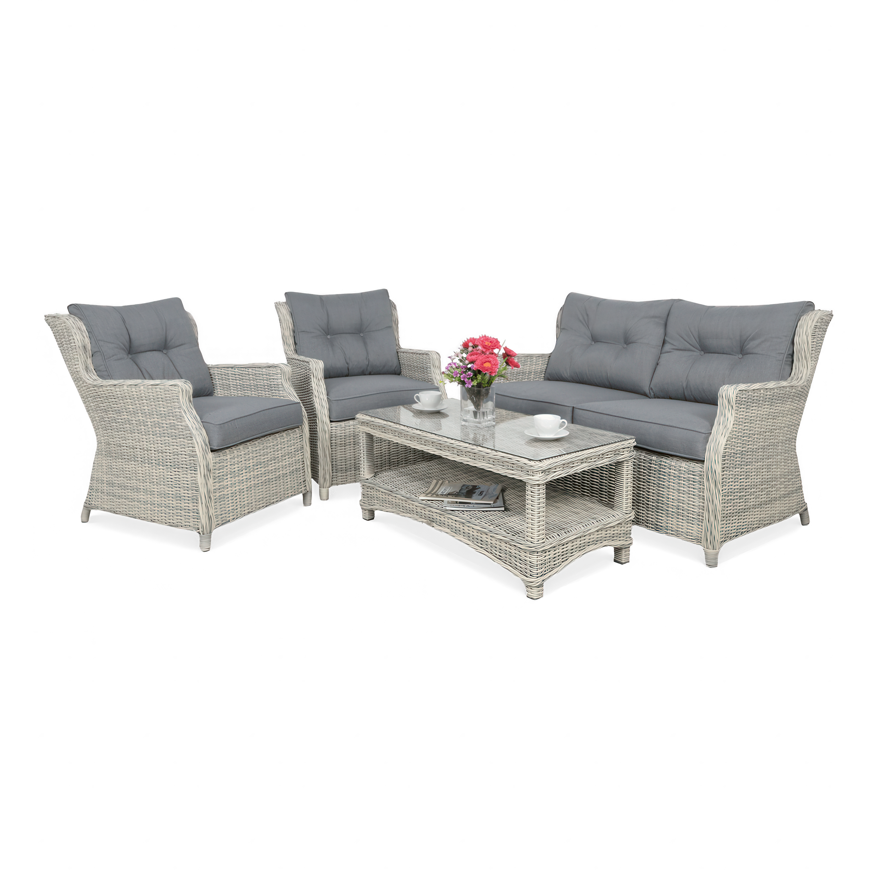 Technorattanový nábytok TRIVENTO 2 Biela Sivá