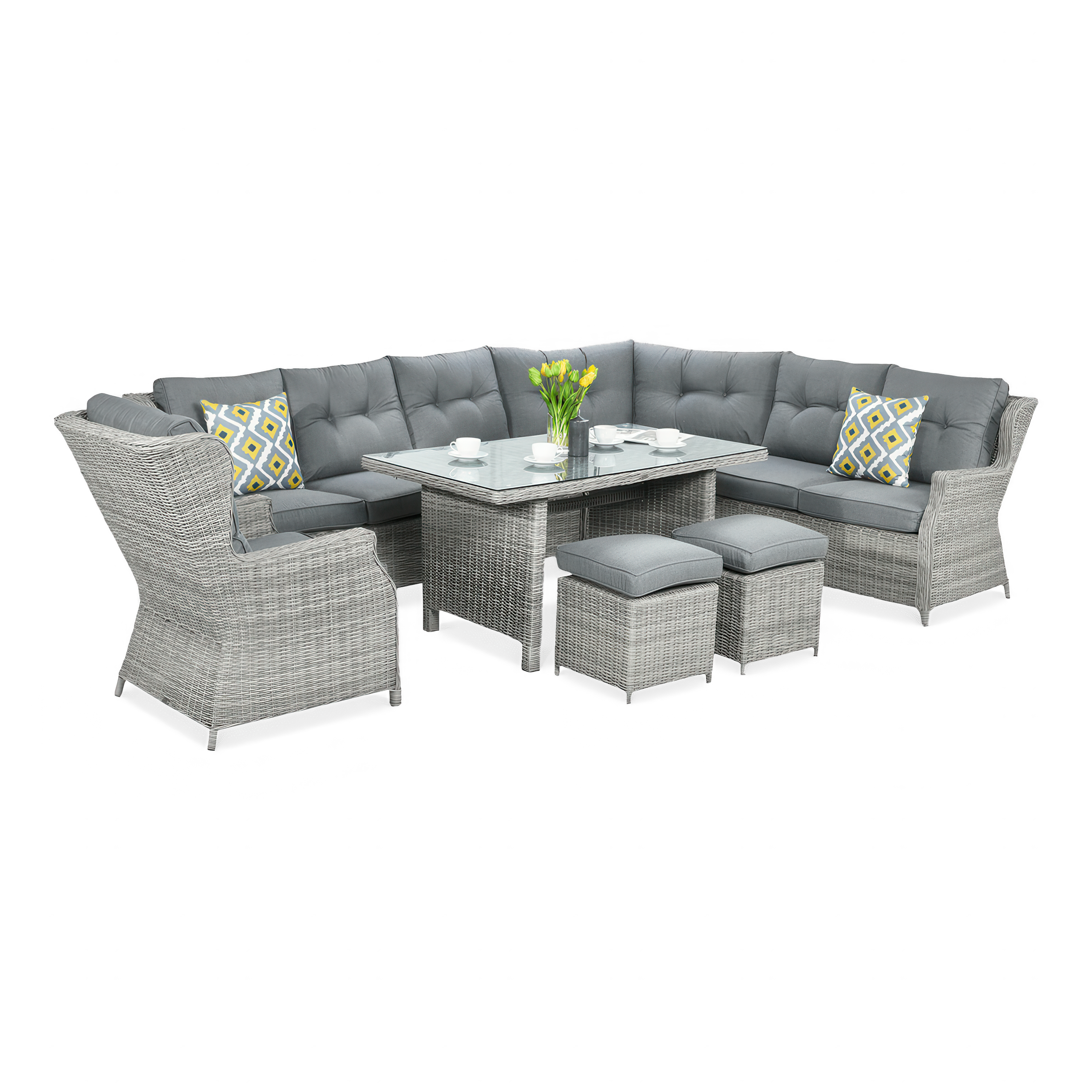 Technorattan rohový TRIVENTO DINING Stone Grey