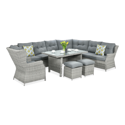 Technorattan rohový TRIVENTO DINING Stone Grey