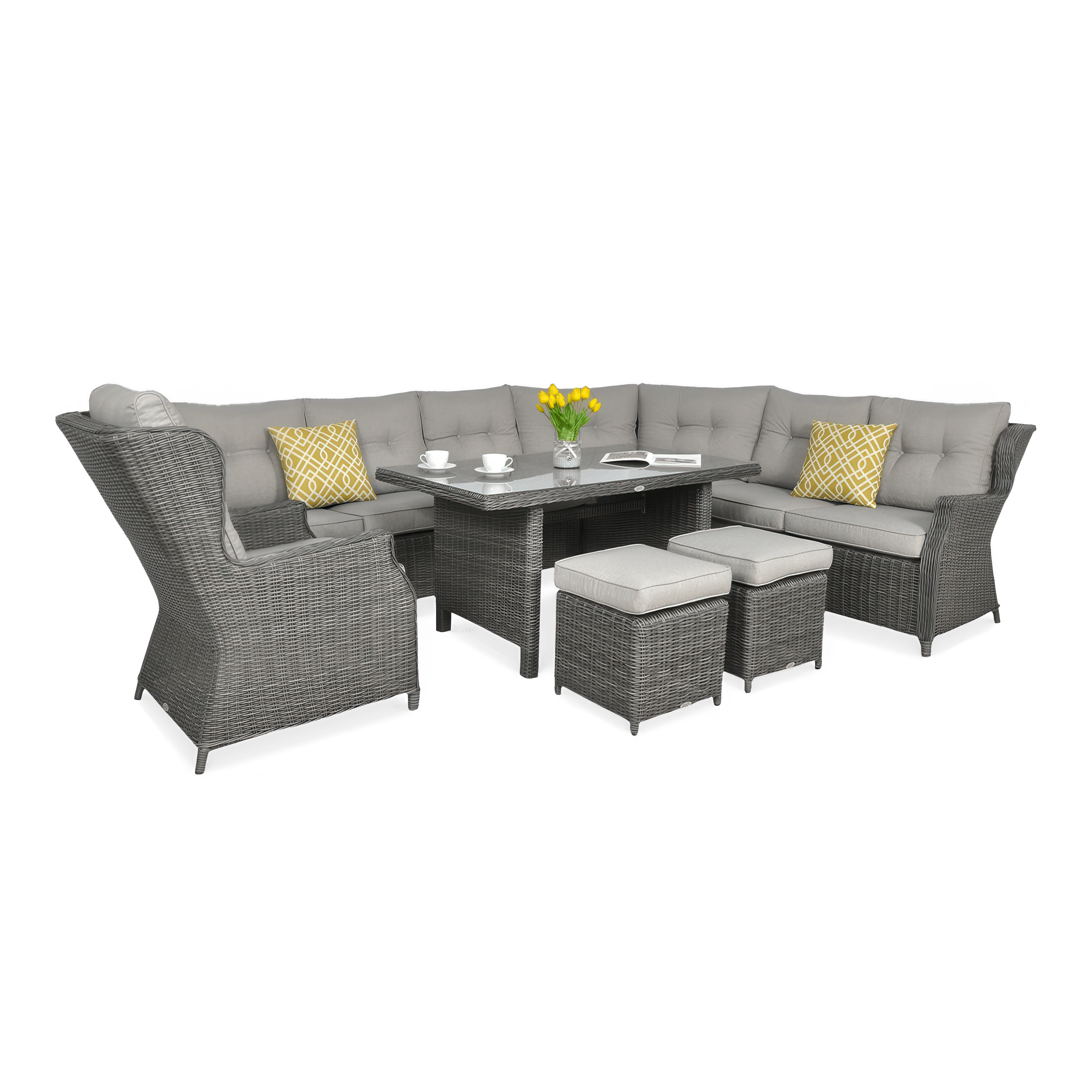 Technorattan rohový TRIVENTO DINING Dark Grey