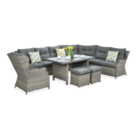 Technorattan rohová pohovka TRIVENTO DINING Melange