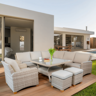 Záhradná rohová pohovka z umelého ratanu TOLEDO DINING Beige