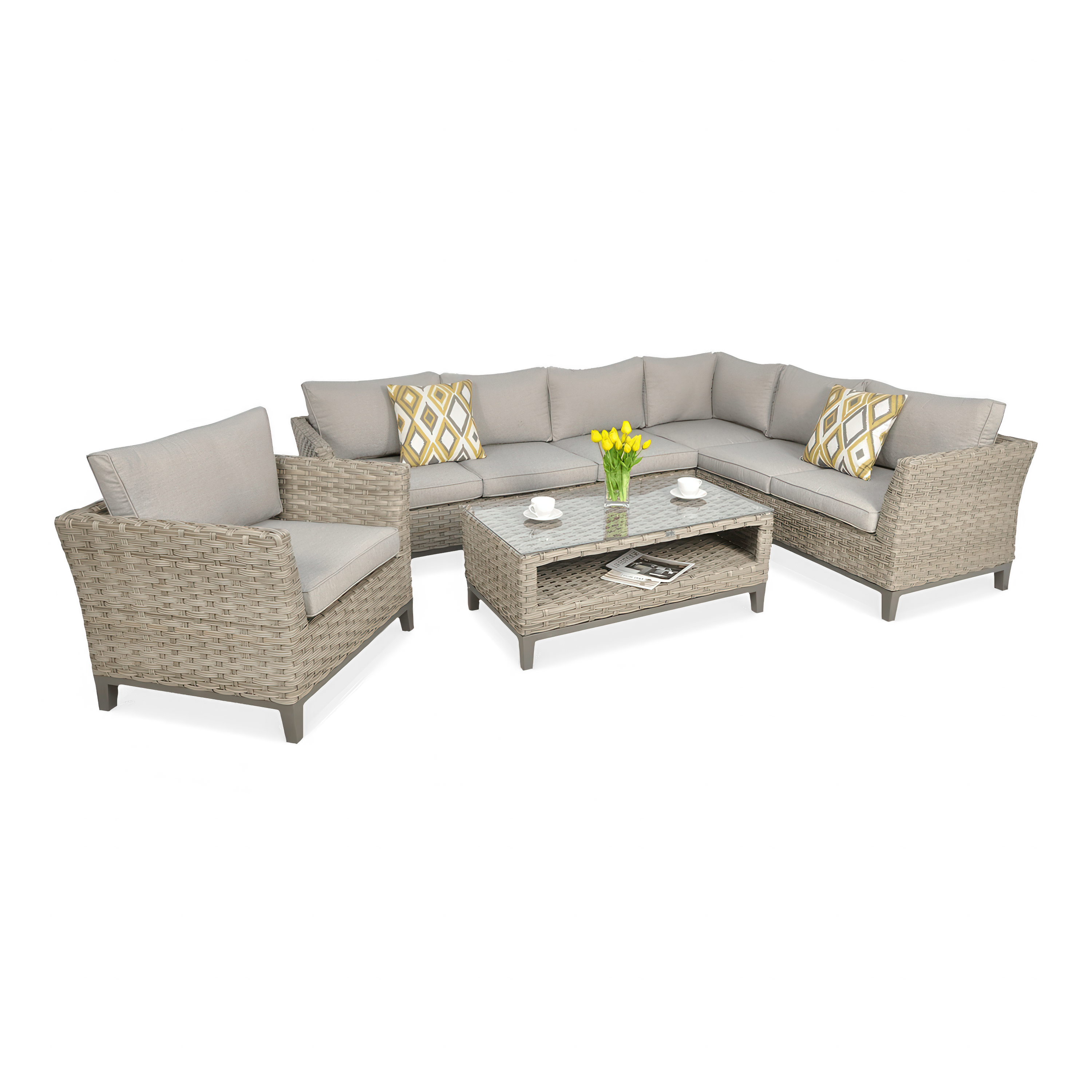 Technorattan rohová jednotka MALAGA CAFFE + SEDADLO Béžová