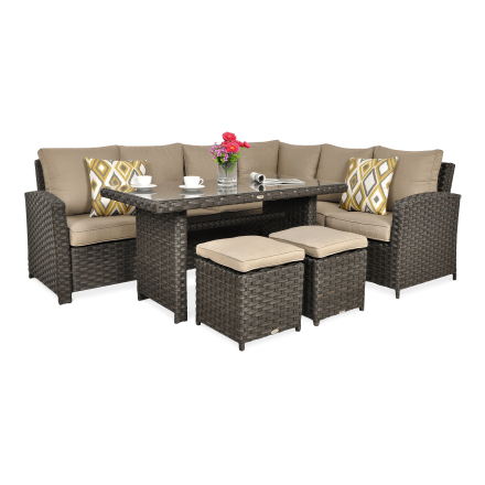 Technorattan rohový SANTANA DINING Brown