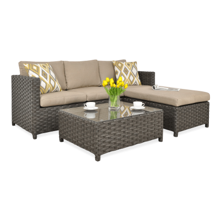 Technorattan rohová pohovka MARCO CAFFE Brown