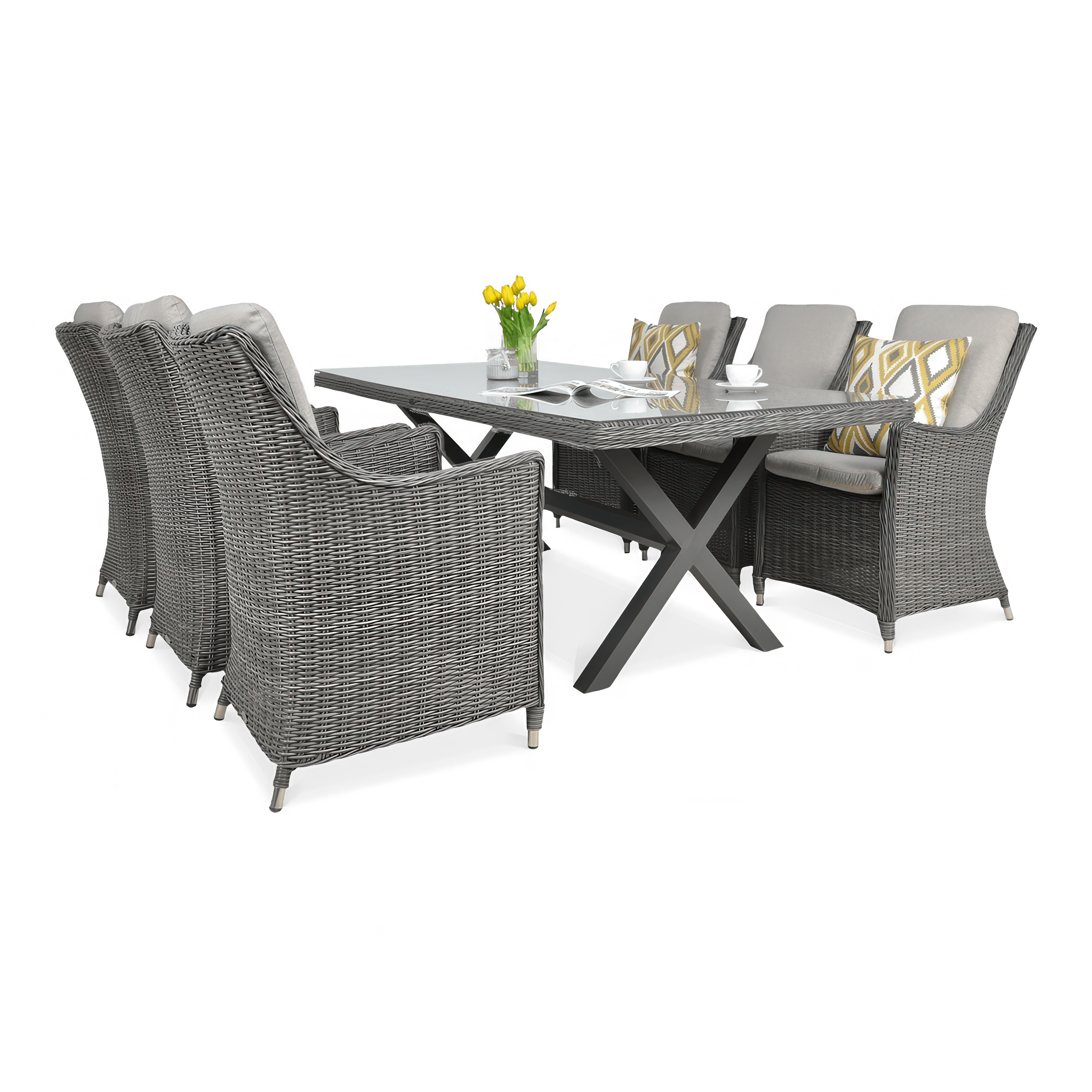 NAPOLI 6/200 Tmavo šedá súprava nábytku Technorattan