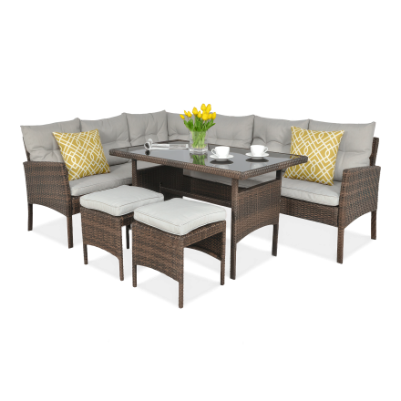 Technorattanová rohová pohovka CORTINA Brown