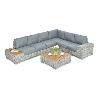 Technorattan rohová jednotka AVOCADO WOOD Stone Grey