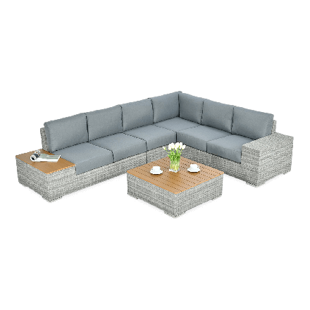 Technorattan rohová jednotka AVOCADO WOOD Stone Grey