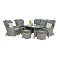 Technorattan nábytok TRIVENTO DINING 3 + PUFY Melange