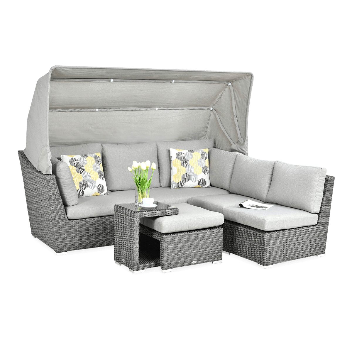 Technorattanová rohová pohovka CORSO RELAX Dark Grey